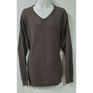 Izod Brown V neck Cotton Sweater Size 4XL Long Sleeve 100% Cotton